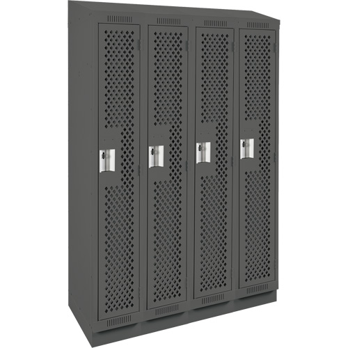 Clean Line Lockers, Bank of 4, 48" x 18" x 82", Steel, Charcoal, Rivet (Assembled), Perforated EastCoast Offshore Supplies
