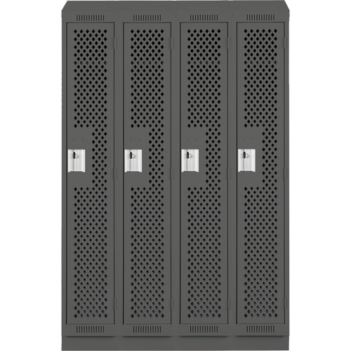 Clean Line Lockers, Bank of 4, 48" x 18" x 82", Steel, Charcoal, Rivet (Assembled), Perforated EastCoast Offshore Supplies