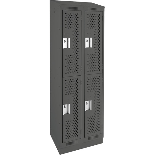 Clean Line Lockers, 2 -tier, Bank of 2, 24" x 12" x 82", Steel, Charcoal, Rivet (Assembled), Perforated EastCoast Offshore Supplies