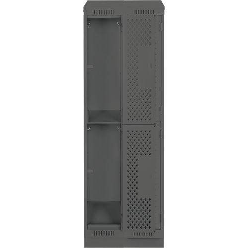Clean Line Lockers, 2 -tier, Bank of 2, 24" x 12" x 82", Steel, Charcoal, Rivet (Assembled), Perforated EastCoast Offshore Supplies
