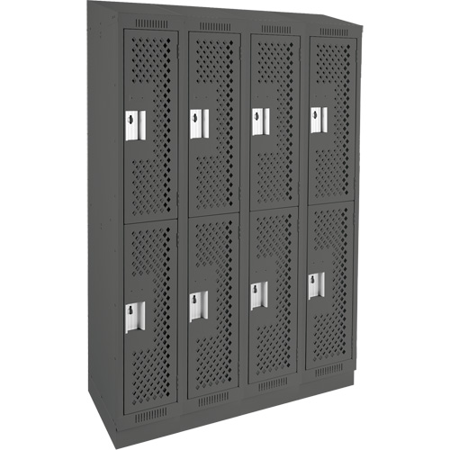 Clean Line Lockers, 2 -tier, Bank of 4, 48" x 12" x 82", Steel, Charcoal, Rivet (Assembled), Perforated EastCoast Offshore Supplies