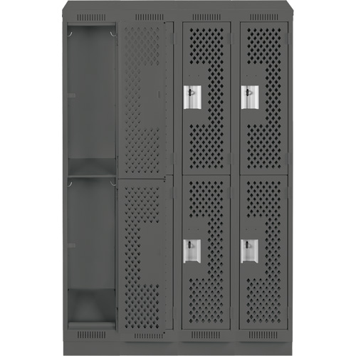 Clean Line Lockers, 2 -tier, Bank of 4, 48" x 12" x 82", Steel, Charcoal, Rivet (Assembled), Perforated EastCoast Offshore Supplies