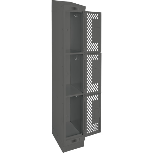 Clean Line Lockers, 3 -tier, 12" x 18" x 82", Steel, Charcoal, Rivet (Assembled), Perforated EastCoast Offshore Supplies