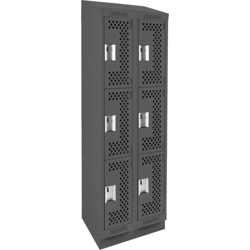 Clean Line Lockers, 3 -tier, Bank of 2, 24" x 18" x 82", Steel, Charcoal, Rivet (Assembled), Perforated EastCoast Offshore Supplies