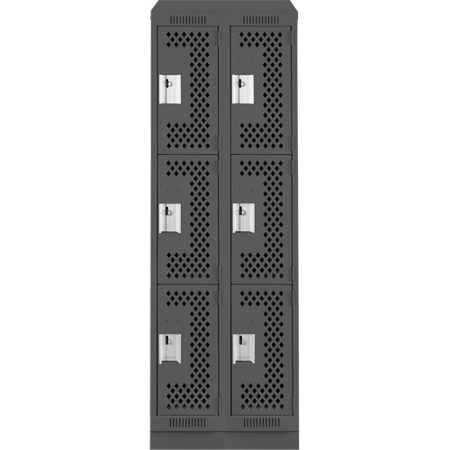 Clean Line Lockers, 3 -tier, Bank of 2, 24" x 18" x 82", Steel, Charcoal, Rivet (Assembled), Perforated EastCoast Offshore Supplies