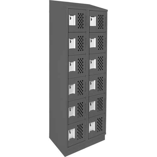 Assembled Lockerettes Clean Line Perforated Economy Lockers, 6 -tier, Bank of 2, 18" x 72" x 12", Steel EastCoast Offshore Supplies