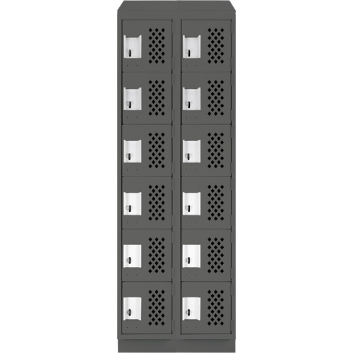 Assembled Lockerettes Clean Line Perforated Economy Lockers, 6 -tier, Bank of 2, 18" x 72" x 12", Steel EastCoast Offshore Supplies