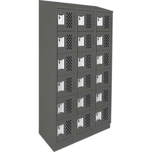 Assembled Lockerettes Clean Line Perforated Economy Lockers, 6 -tier, Bank of 3, 18" x 72" x 12", Steel EastCoast Offshore Supplies