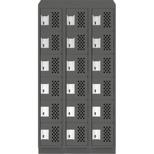 Assembled Lockerettes Clean Line Perforated Economy Lockers, 6 -tier, Bank of 3, 18" x 72" x 12", Steel EastCoast Offshore Supplies