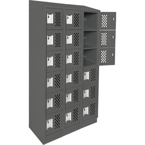 Assembled Lockerettes Clean Line Perforated Economy Lockers, 6 -tier, Bank of 3, 18" x 72" x 12", Steel EastCoast Offshore Supplies
