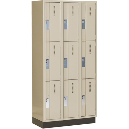 Concorde Heavy-Duty Lockers, 3 -tier, Bank of 3, 36" x 18" x 76", Steel, Beige, Welded (Assembled) EastCoast Offshore Supplies