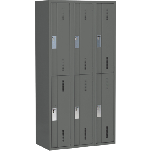 Concorde Heavy-Duty Lockers, 2 -tier, Bank of 3, 36" x 18" x 72", Steel, Charcoal, Welded (Assembled) EastCoast Offshore Supplies