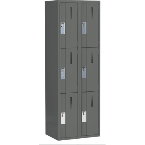 Concorde Heavy-Duty Lockers, 3 -tier, Bank of 2, 24" x 18" x 72", Steel, Charcoal, Welded (Assembled) EastCoast Offshore Supplies