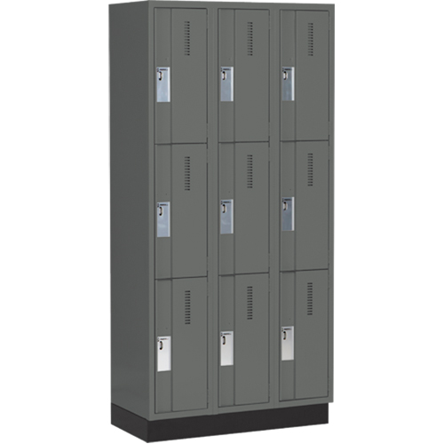 Concorde Heavy-Duty Lockers, 3 -tier, Bank of 3, 36" x 18" x 76", Steel, Charcoal, Welded (Assembled) EastCoast Offshore Supplies