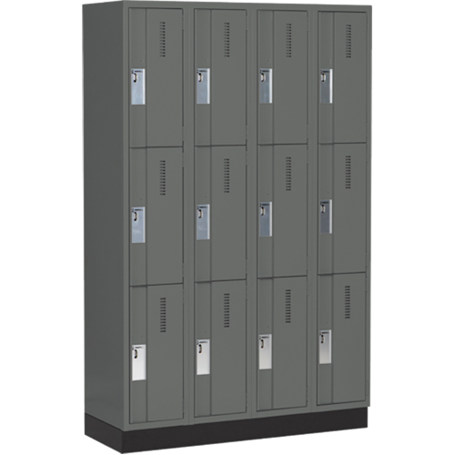 Concorde Heavy-Duty Lockers, 3 -tier, Bank of 4, 48" x 18" x 76", Steel, Charcoal, Welded (Assembled) EastCoast Offshore Supplies