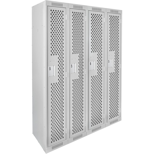 Clean Line Lockers, Bank of 4, 48" x 15" x 72", Steel, Grey, Rivet (Assembled), Perforated EastCoast Offshore Supplies