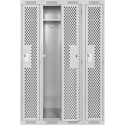 Clean Line Lockers, Bank of 4, 48" x 15" x 72", Steel, Grey, Rivet (Assembled), Perforated EastCoast Offshore Supplies