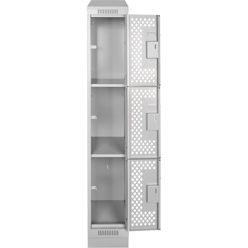 Casiers Clean Line, 3 niveaux, 12" x 12" x 72", Acier, Gris, Rivet (assembl&eacute;), Perfor&eacute; EastCoast Offshore Supplies