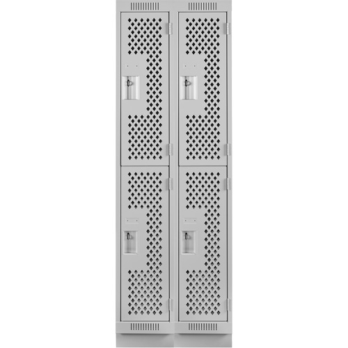 Clean Line Lockers, 2 -tier, Bank of 2, 24" x 12" x 76", Steel, Grey, Rivet (Assembled), Perforated EastCoast Offshore Supplies