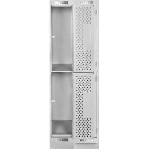 Clean Line Lockers, 2 -tier, Bank of 2, 24" x 12" x 76", Steel, Grey, Rivet (Assembled), Perforated EastCoast Offshore Supplies