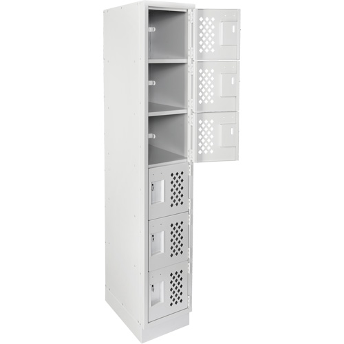 Assembled Lockerettes Clean Line Perforated Economy Lockers, 6 -tier, 18" x 72" x 12", Steel EastCoast Offshore Supplies