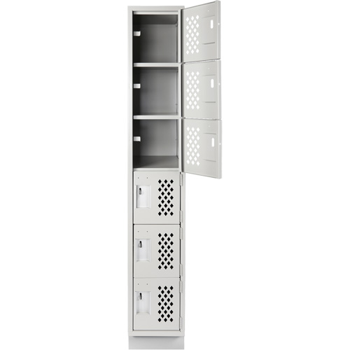 Assembled Lockerettes Clean Line Perforated Economy Lockers, 6 -tier, 18" x 72" x 12", Steel EastCoast Offshore Supplies