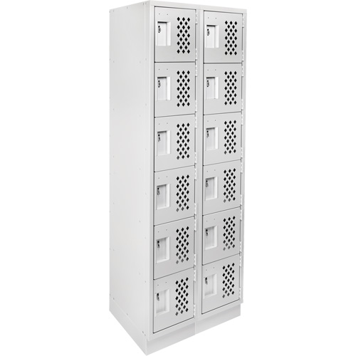 Assembled Lockerettes Clean Line Perforated Economy Lockers, 6 -tier, Bank of 2, 18" x 72" x 12", Steel EastCoast Offshore Supplies