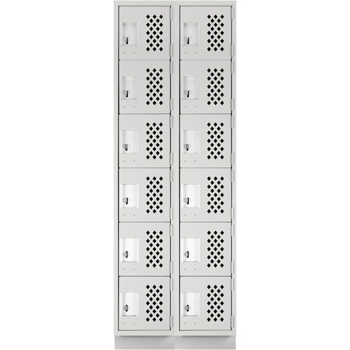 Assembled Lockerettes Clean Line Perforated Economy Lockers, 6 -tier, Bank of 2, 18" x 72" x 12", Steel EastCoast Offshore Supplies