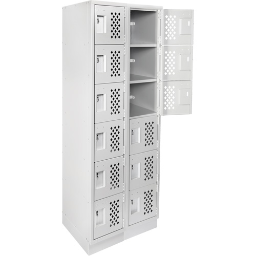 Assembled Lockerettes Clean Line Perforated Economy Lockers, 6 -tier, Bank of 2, 18" x 72" x 12", Steel EastCoast Offshore Supplies