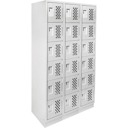 Assembled Lockerettes Clean Line Perforated Economy Lockers, 6 -tier, Bank of 3, 18" x 72" x 12", Steel EastCoast Offshore Supplies