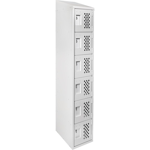 Assembled Lockerettes Clean Line Perforated Economy Lockers, 6 -tier, 18" x 72" x 12", Steel EastCoast Offshore Supplies