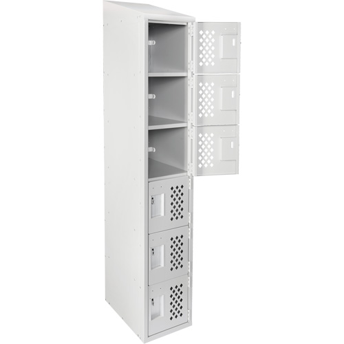 Assembled Lockerettes Clean Line Perforated Economy Lockers, 6 -tier, 18" x 72" x 12", Steel EastCoast Offshore Supplies