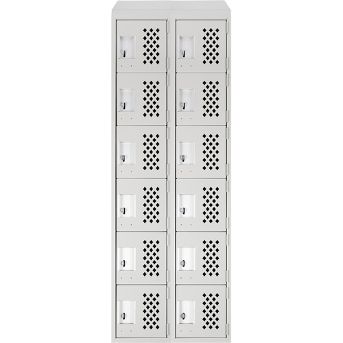 Assembled Lockerettes Clean Line Perforated Economy Lockers, 6 -tier, Bank of 2, 18" x 72" x 12", Steel EastCoast Offshore Supplies