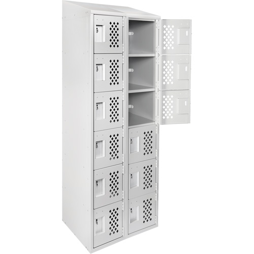 Assembled Lockerettes Clean Line Perforated Economy Lockers, 6 -tier, Bank of 2, 18" x 72" x 12", Steel EastCoast Offshore Supplies
