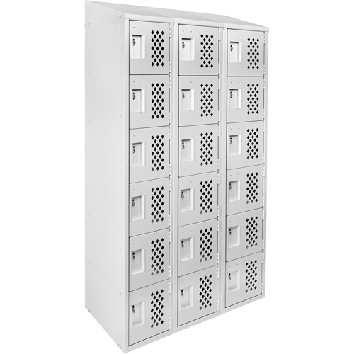 Assembled Lockerettes Clean Line Perforated Economy Lockers, 6 -tier, Bank of 3, 18" x 72" x 12", Steel EastCoast Offshore Supplies