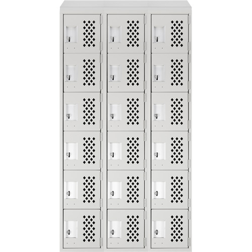 Assembled Lockerettes Clean Line Perforated Economy Lockers, 6 -tier, Bank of 3, 18" x 72" x 12", Steel EastCoast Offshore Supplies