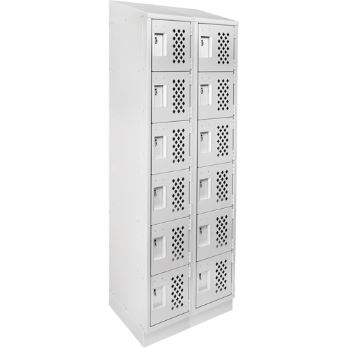 Assembled Lockerettes Clean Line Perforated Economy Lockers, 6 -tier, Bank of 2, 18" x 72" x 12", Steel EastCoast Offshore Supplies