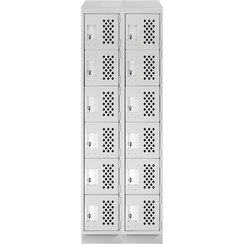 Assembled Lockerettes Clean Line Perforated Economy Lockers, 6 -tier, Bank of 2, 18" x 72" x 12", Steel EastCoast Offshore Supplies