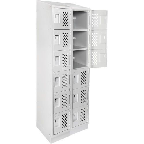 Assembled Lockerettes Clean Line Perforated Economy Lockers, 6 -tier, Bank of 2, 18" x 72" x 12", Steel EastCoast Offshore Supplies