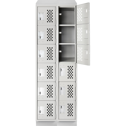 Assembled Lockerettes Clean Line Perforated Economy Lockers, 6 -tier, Bank of 2, 18" x 72" x 12", Steel EastCoast Offshore Supplies