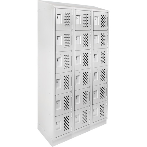 Assembled Lockerettes Clean Line Perforated Economy Lockers, 6 -tier, Bank of 3, 18" x 72" x 12", Steel EastCoast Offshore Supplies
