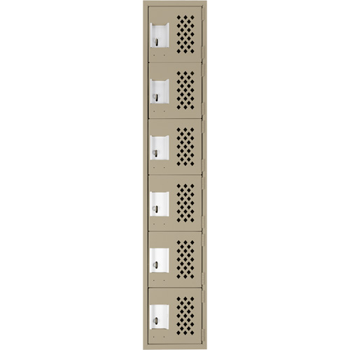 Assembled Lockerettes Clean Line Perforated Economy Lockers, 6 -tier, 18" x 72" x 12", Steel EastCoast Offshore Supplies