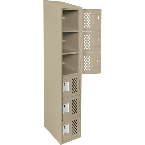 Assembled Lockerettes Clean Line Perforated Economy Lockers, 6 -tier, 18" x 72" x 12", Steel EastCoast Offshore Supplies