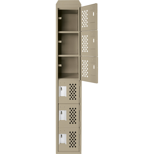 Assembled Lockerettes Clean Line Perforated Economy Lockers, 6 -tier, 18" x 72" x 12", Steel EastCoast Offshore Supplies
