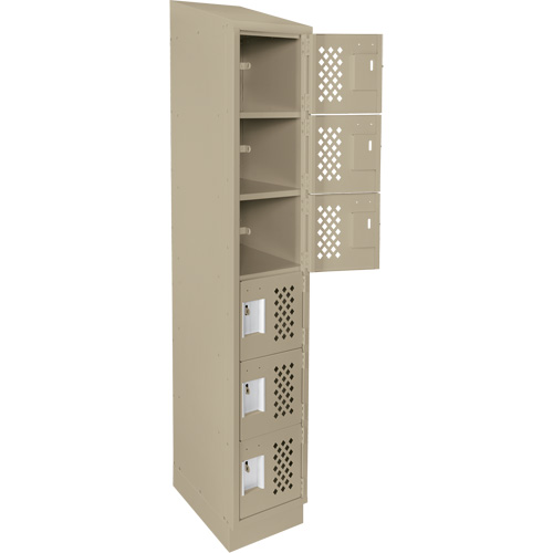 Assembled Lockerettes Clean Line Perforated Economy Lockers, 6 -tier, 18" x 72" x 12", Steel EastCoast Offshore Supplies
