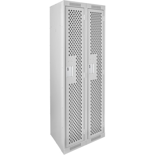 Clean Line Lockers, 2 -tier, 12" x 12" x 72", Steel, Grey, Rivet (Assembled), Perforated EastCoast Offshore Supplies