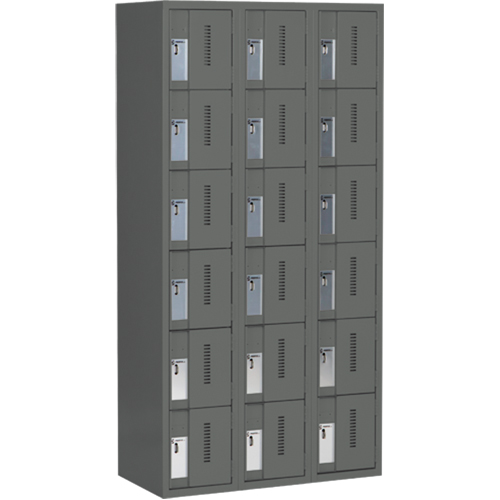 Concorde Heavy-Duty Lockers, 6 -tier, Bank of 3, 36" x 18" x 72", Steel, Charcoal, Welded (Assembled) EastCoast Offshore Supplies