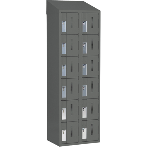 Concorde Heavy-Duty Lockers, 6 -tier, Bank of 2, 24" x 18" x 78", Steel, Charcoal, Welded (Assembled) EastCoast Offshore Supplies