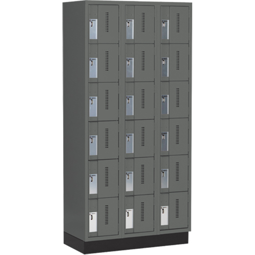 Concorde Heavy-Duty Lockers, 6 -tier, Bank of 3, 36" x 18" x 76", Steel, Charcoal, Welded (Assembled) EastCoast Offshore Supplies