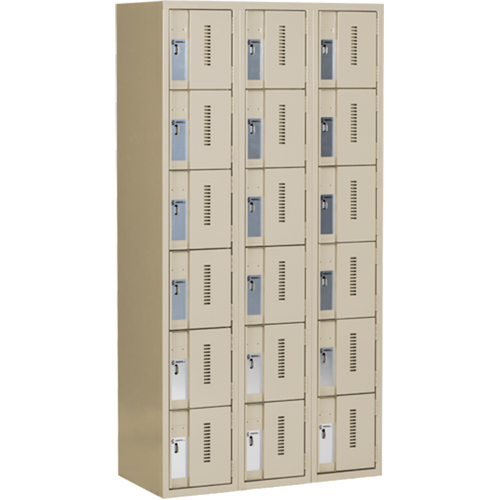 Concorde Heavy-Duty Lockers, 6 -tier, Bank of 3, 36" x 18" x 72", Steel, Beige, Welded (Assembled) EastCoast Offshore Supplies